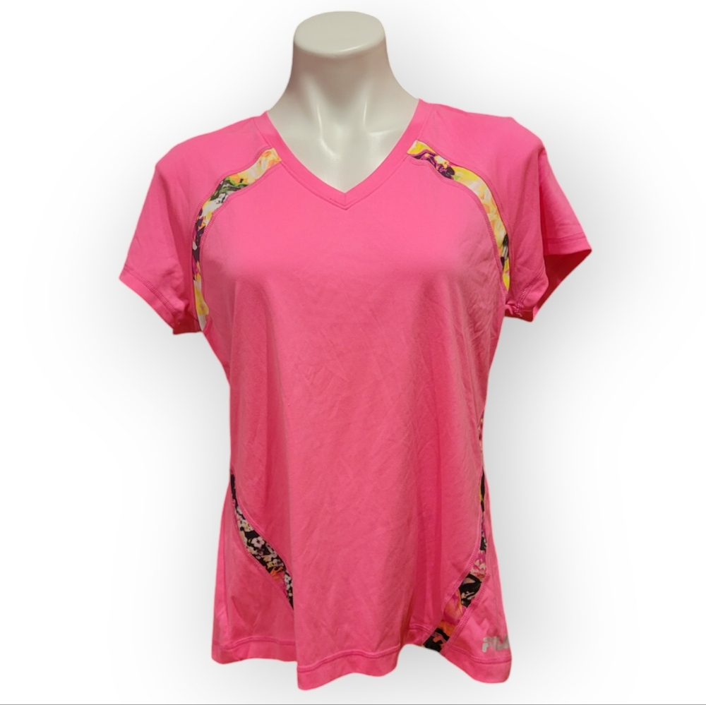FILA Womens Large Hot Pink Active slshort Sleeve Shirt